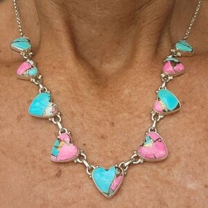 ALL Heart  Necklace in  COTTON CANDY Blue Turquoise With Gorgeous  Matrix